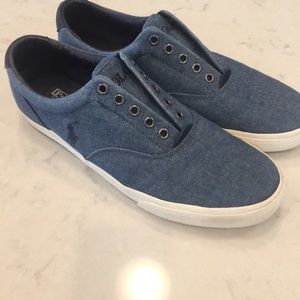 Chambray blue men’s Polo sneakers. Size 12.